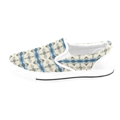 Southwest Pattern Print Design LKS304 White Slip Ons Canvas Women's Shoes