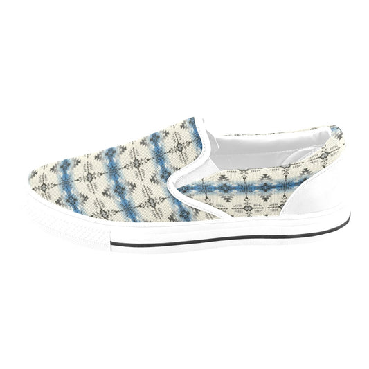 Southwest Pattern Print Design LKS304 White Slip Ons Canvas Women's Shoes