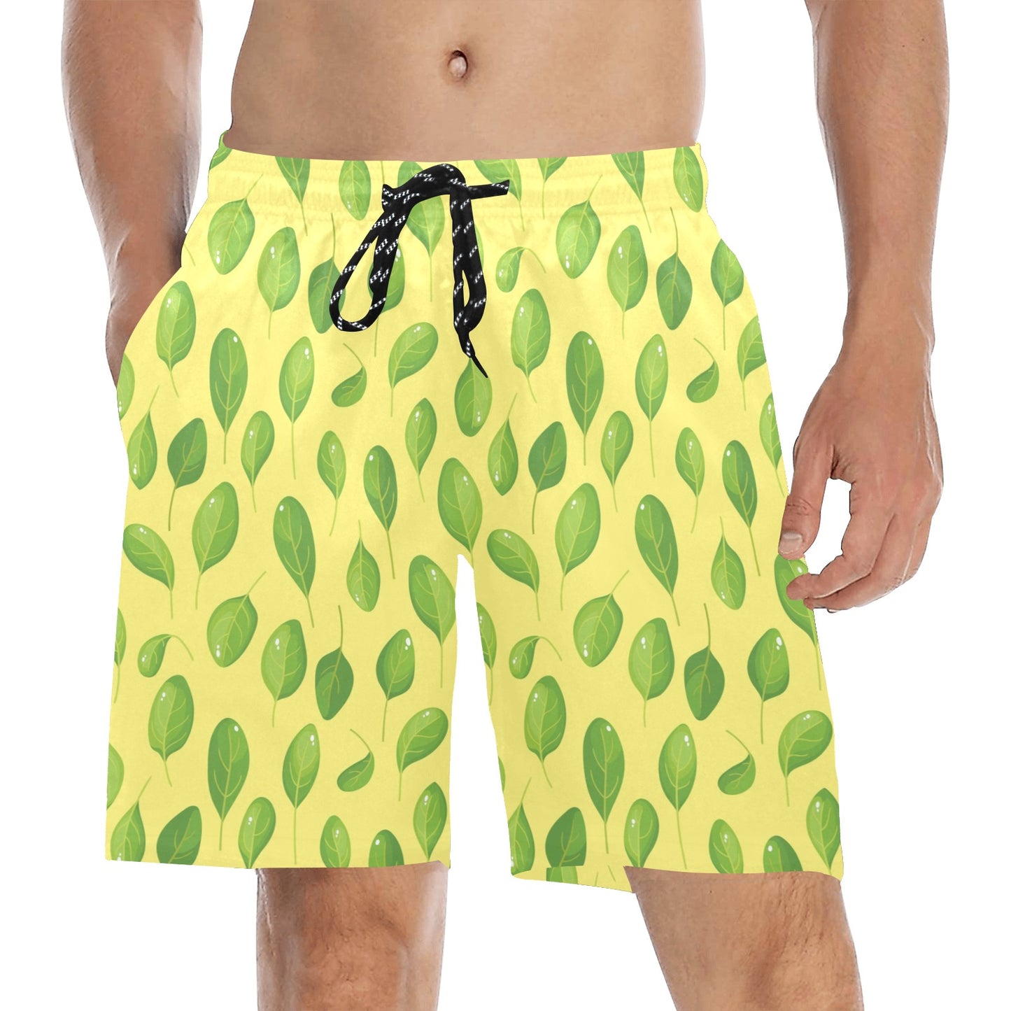 Spinach Print Design LKS302 Men's Swim Trunks Beach Shorts