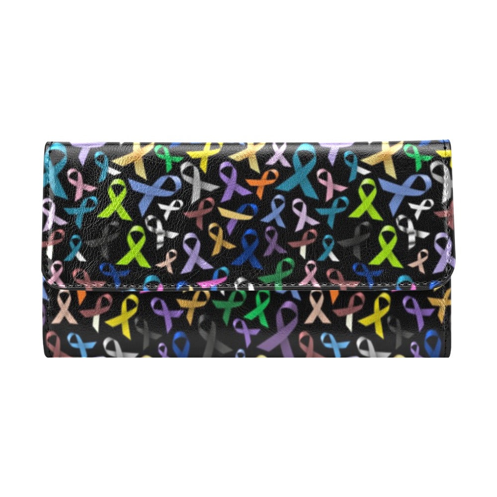 Breast Cancer Awareness Colorful Print Women's Trifold Wallet