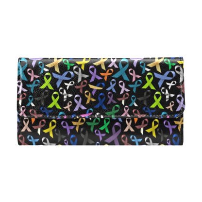 Breast Cancer Awareness Colorful Print Women's Trifold Wallet