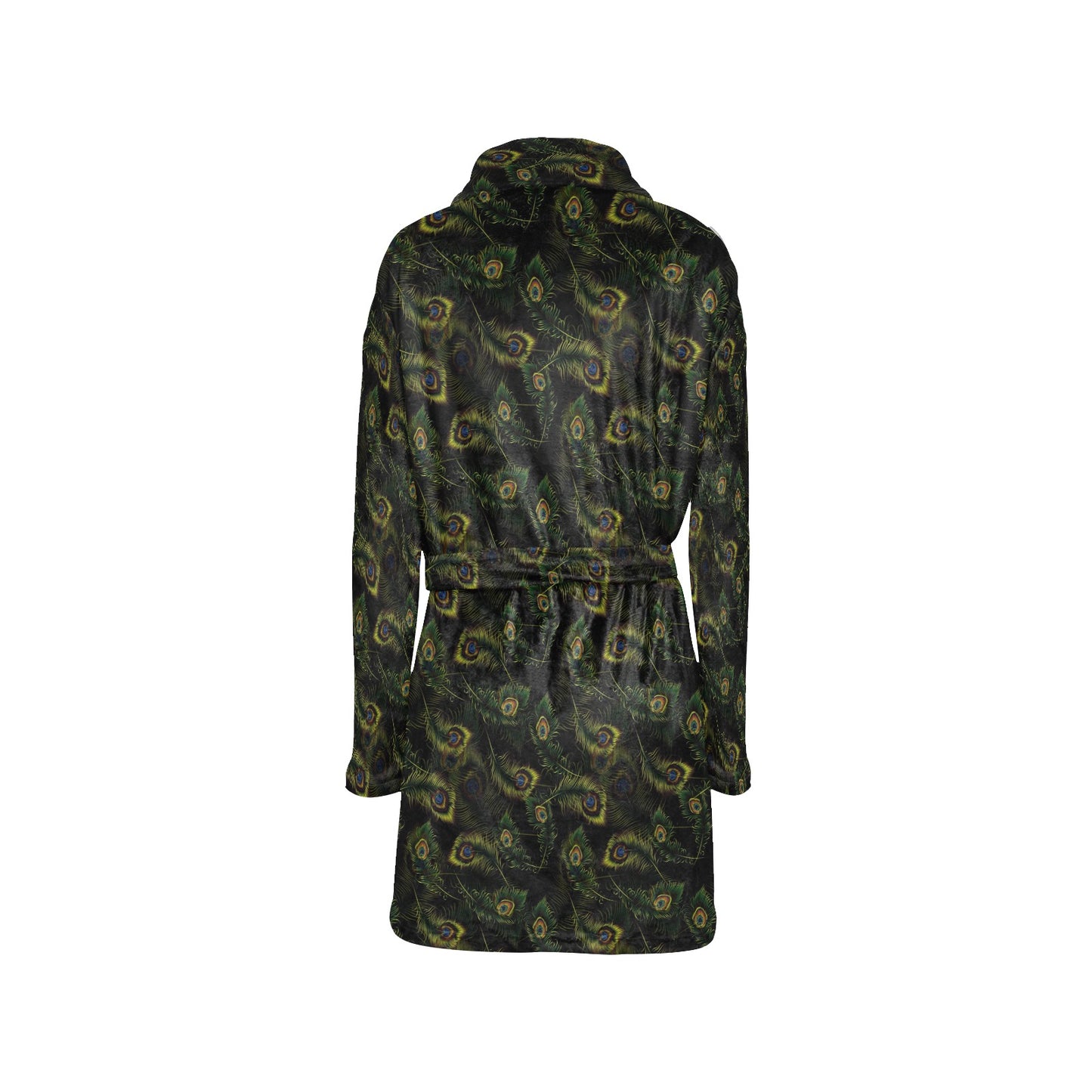Peacock Feather Pattern Design Print Women's Fleece Robe
