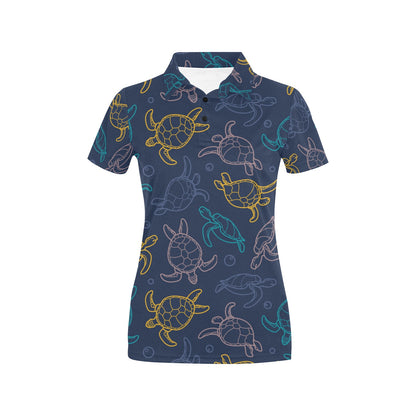 Sea Turtle Baby Print Women's Polo Shirt