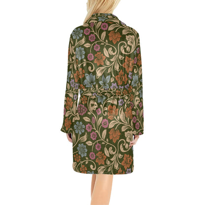 Floral Vintage Print Pattern Women's Fleece Robe