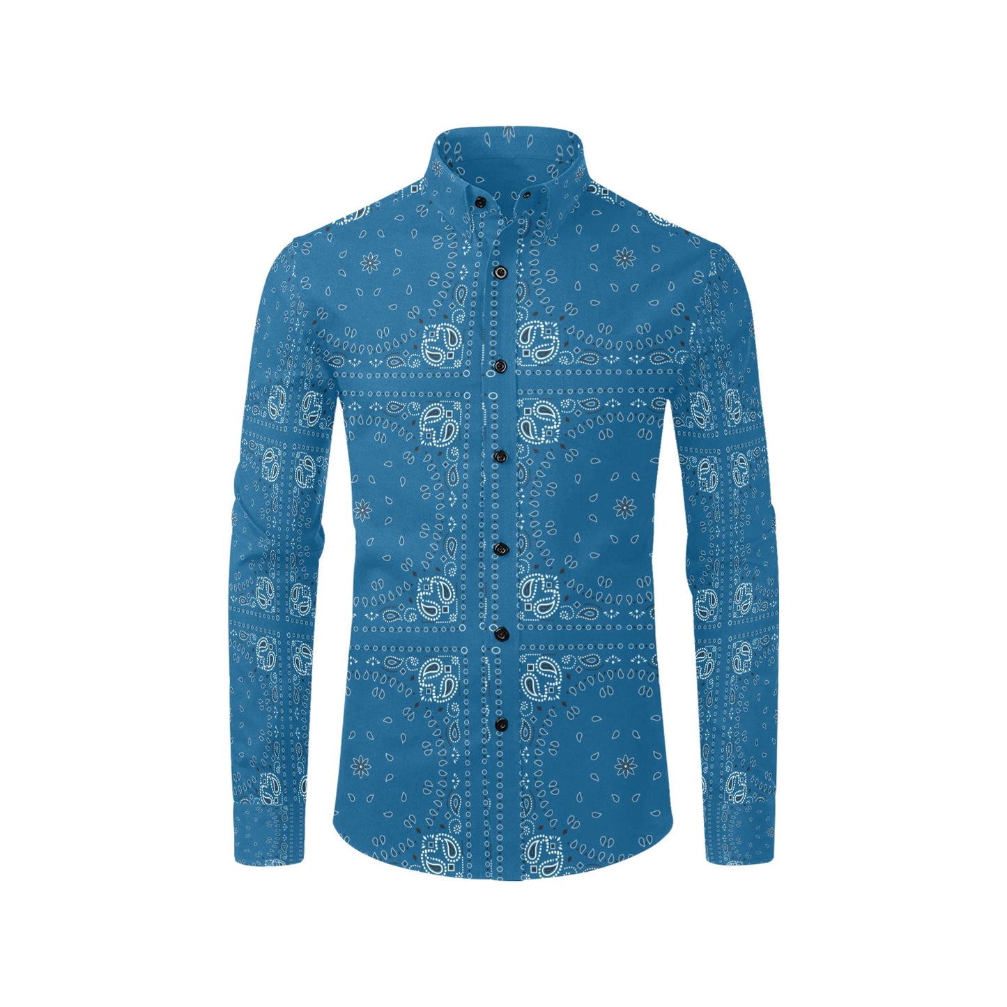 Bandana Blue Print Design LKS301 Men's Long Sleeve Dress Shirt
