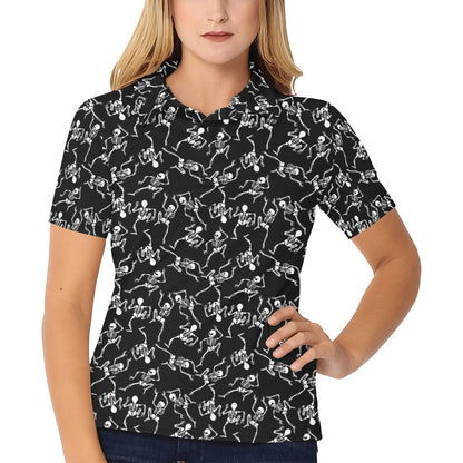 Skeleton Style Print Women's Polo Shirt