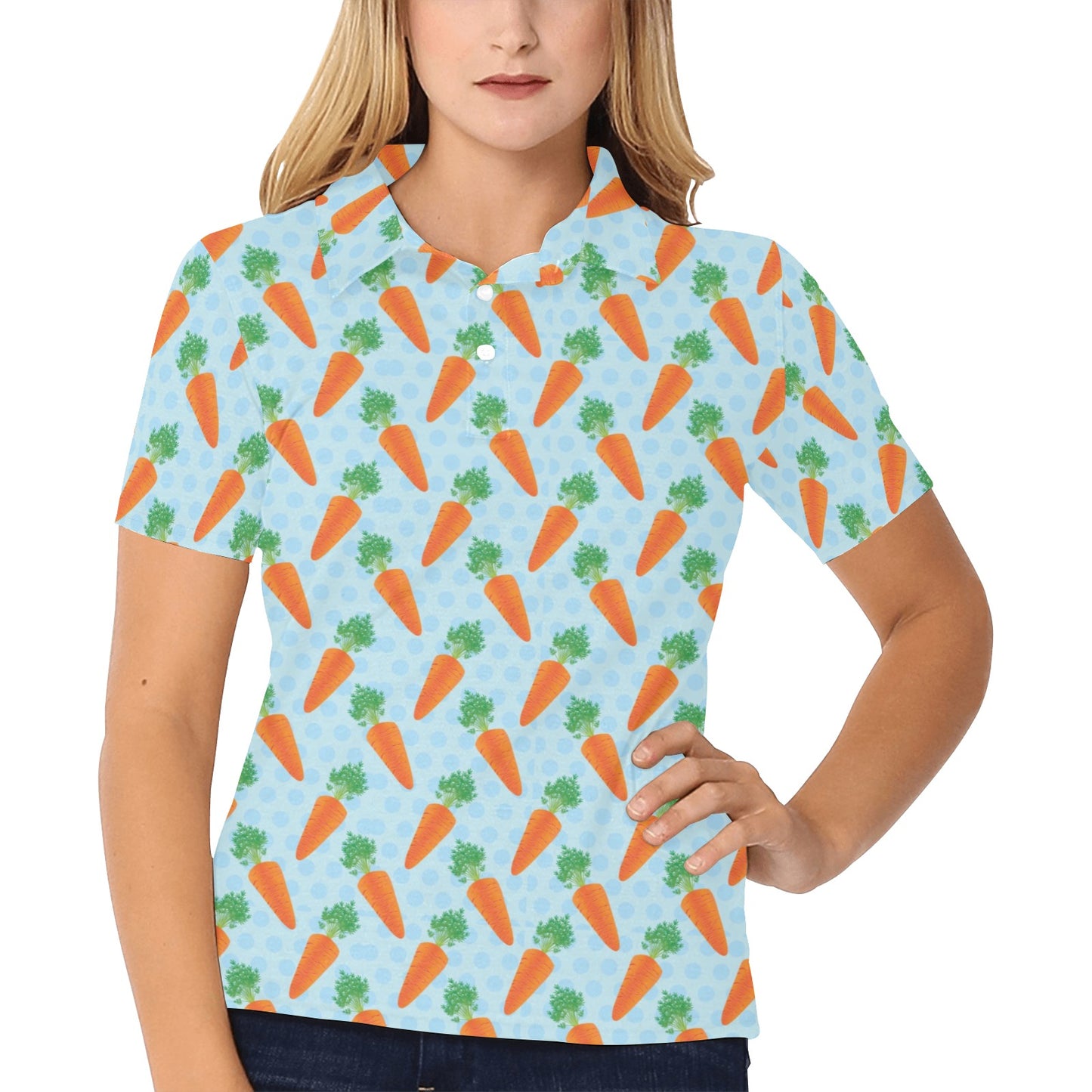 Carrot Pattern Print Design 01 Women's Polo Shirt