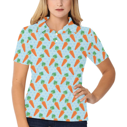 Carrot Pattern Print Design 01 Women's Polo Shirt