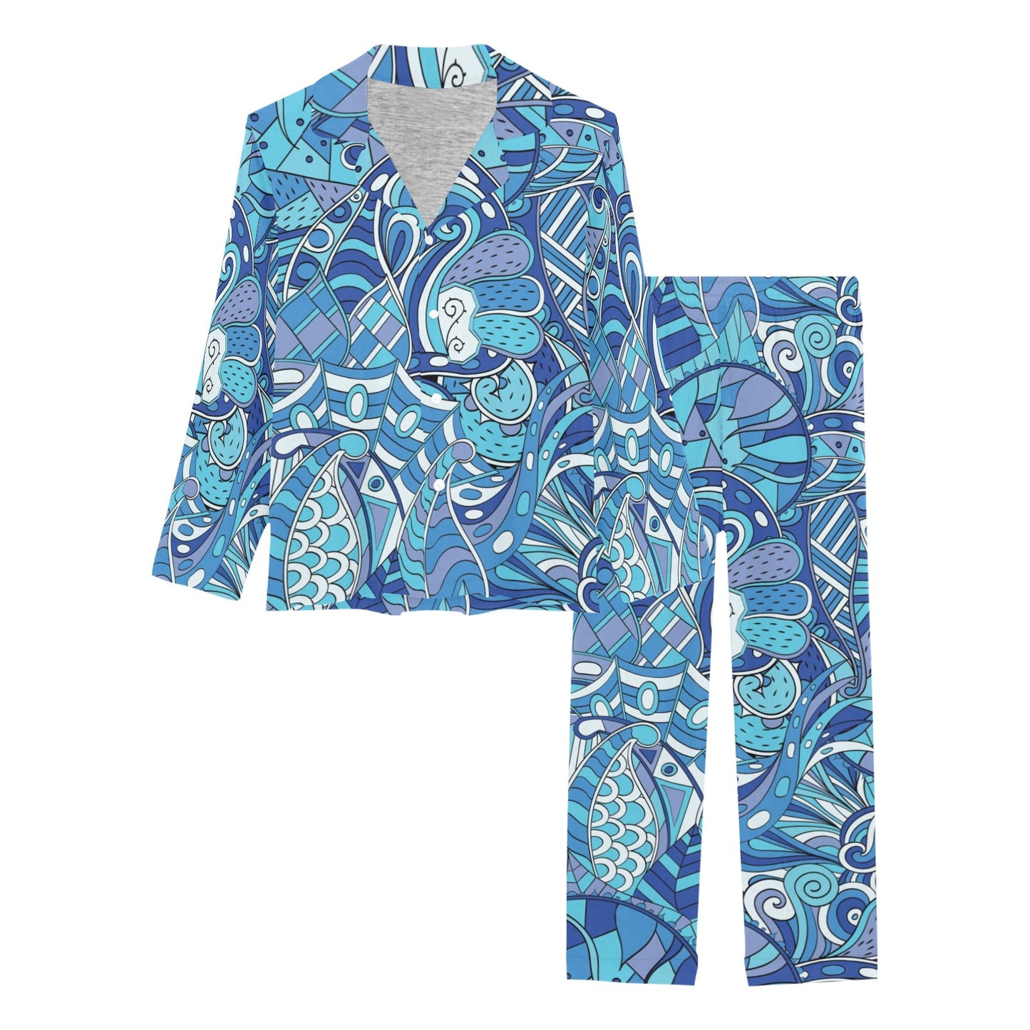 Funky Retro Pattern Print Design A02 Women's Long Pajama Set