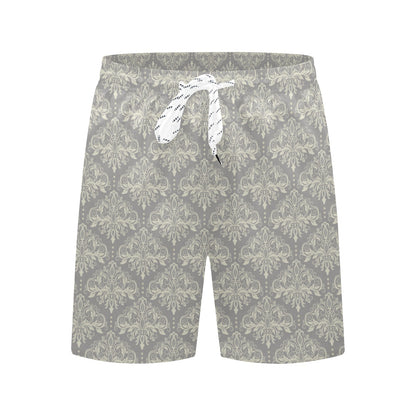 Damask Grey Elegant Print Pattern Men's Swim Trunks Beach Shorts