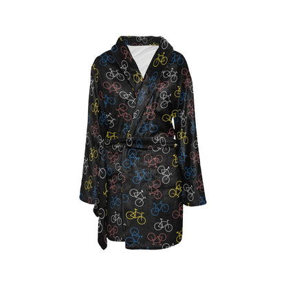 Bicycle Pattern Print Design 03 Women's Fleece Robe