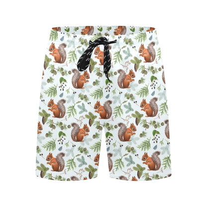 Squirrel Print Design LKS308 Men's Swim Trunks Beach Shorts