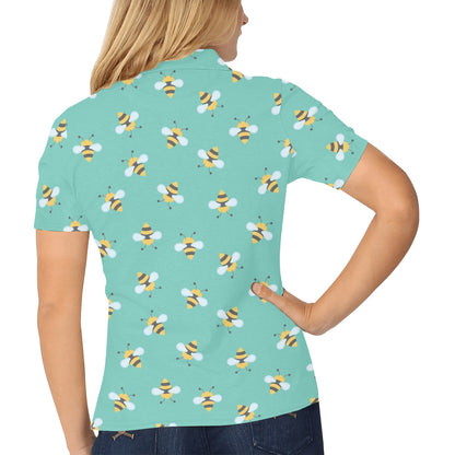 Bee Pattern Print Design 01 Women's Polo Shirt