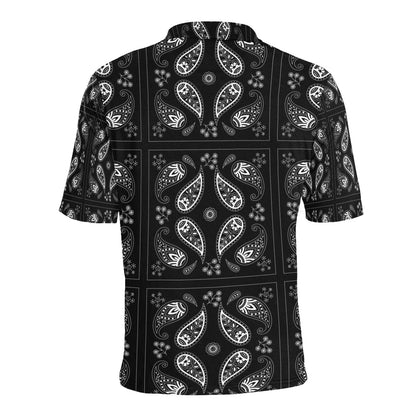 Bandana Paisley Black Print Design LKS308 Men Polo Shirt