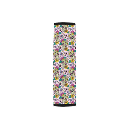 Sugar Skull Print Design LKS307 Car Seat Belt Cover