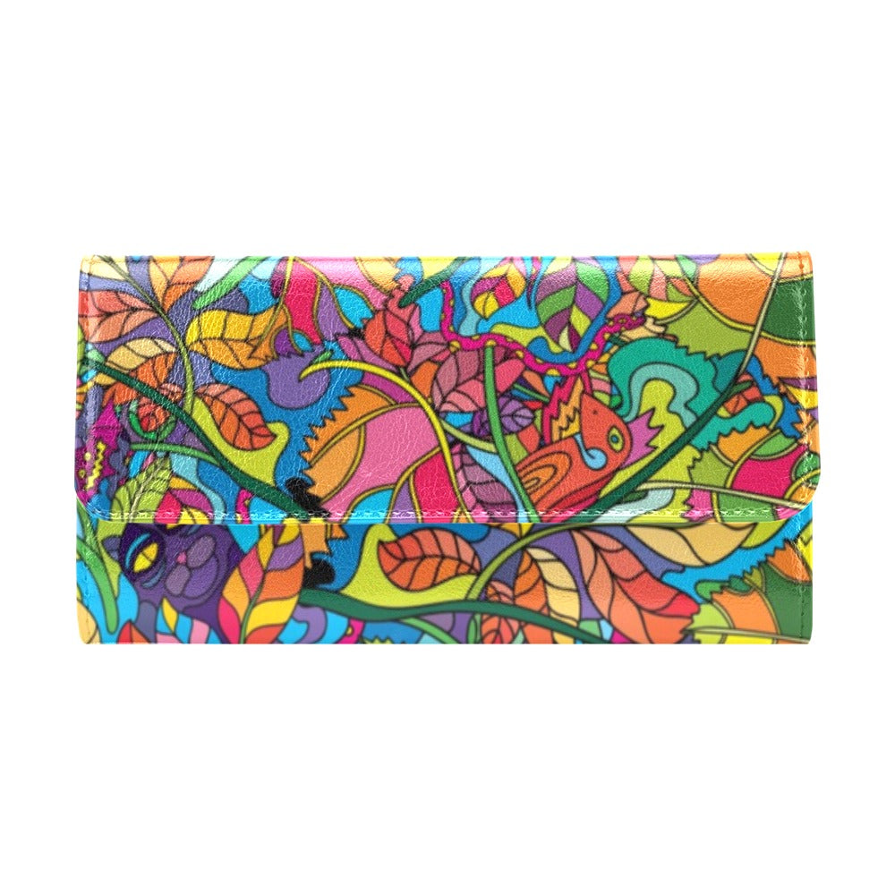 Psychedelic Trippy Flower Print Women's Trifold Wallet