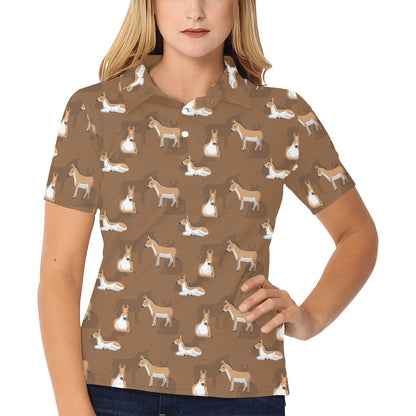 Donkey Print Design LKS401 Women's Polo Shirt