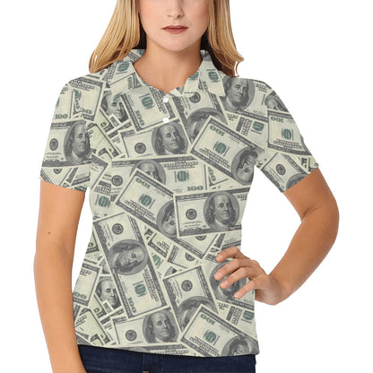 Dollar Pattern Print Design DO02 Women's Polo Shirt