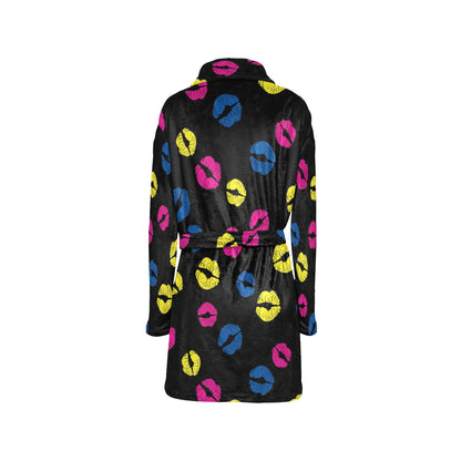 Lip Neon Color Pattern Print Design 01 Women's Fleece Robe