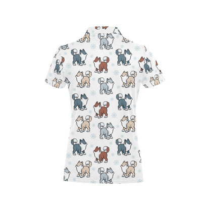 Alaskan Malamute Pattern Print Design 02 Women's Polo Shirt