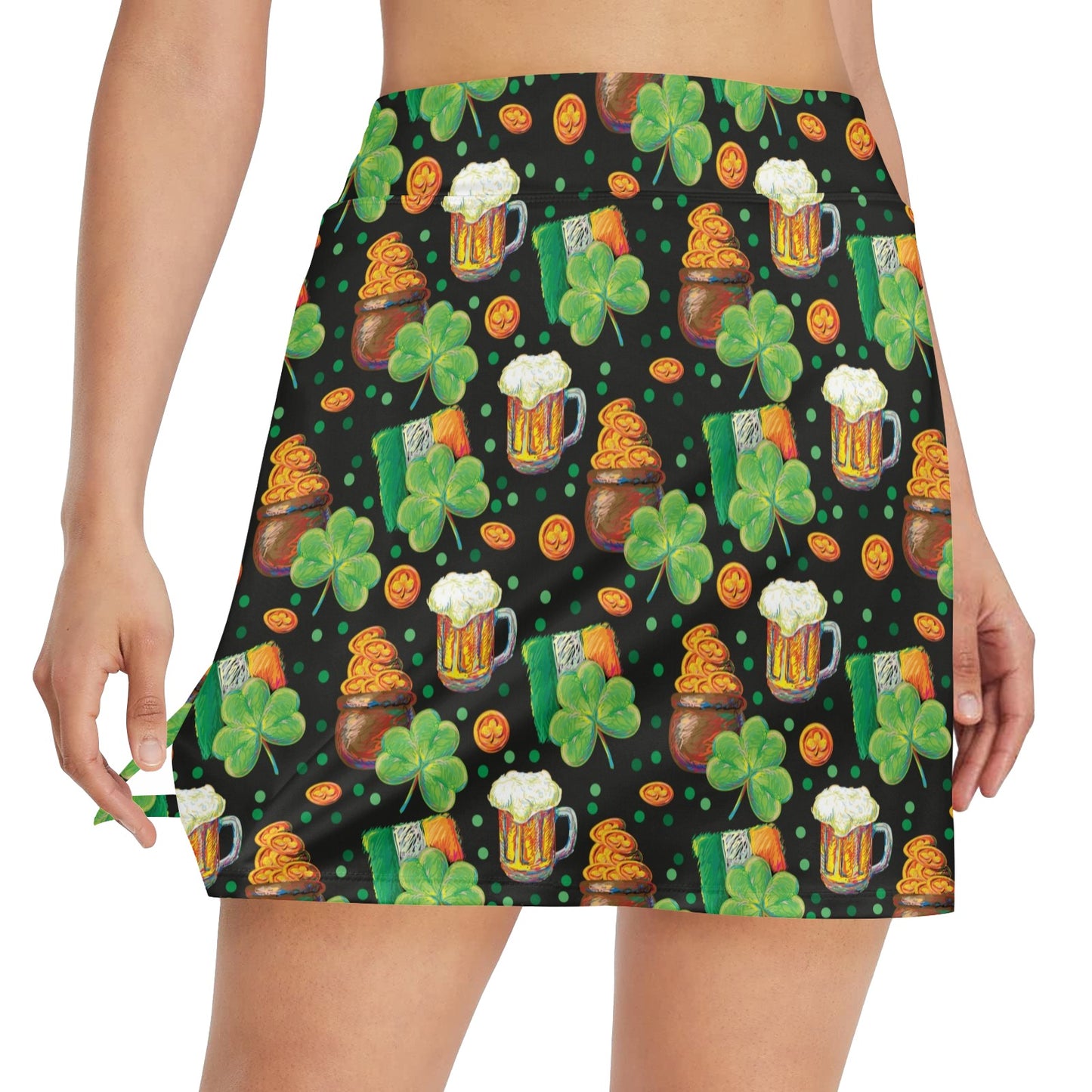 St Patricks Day Print Design LKS303 17" Golf & Pickleball Skort with Pockets
