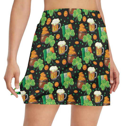 St Patricks Day Print Design LKS303 17" Golf & Pickleball Skort with Pockets