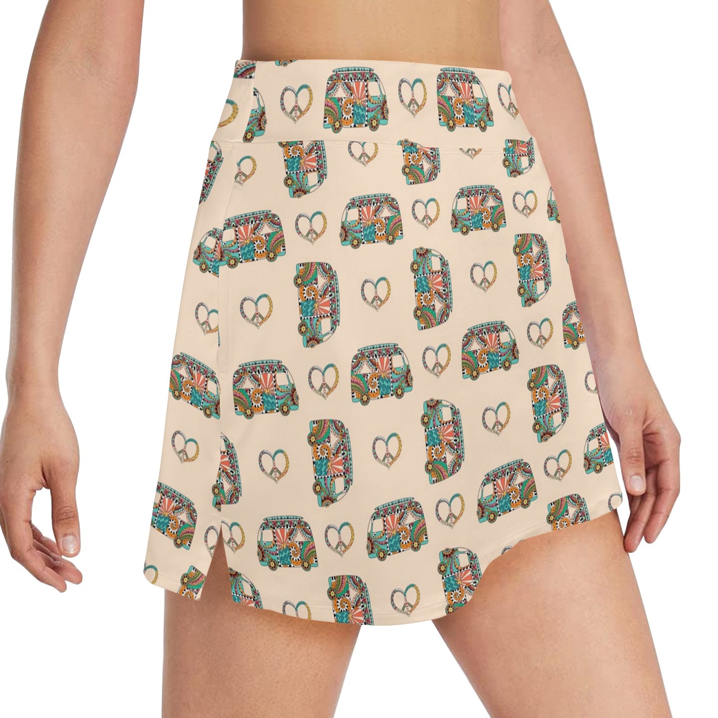 Hippie Van Peace Print Design LKS303 17" Golf & Pickleball Skort with Pockets