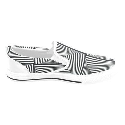 Vortex Print Design LKS302 White Slip Ons Canvas Women's Shoes