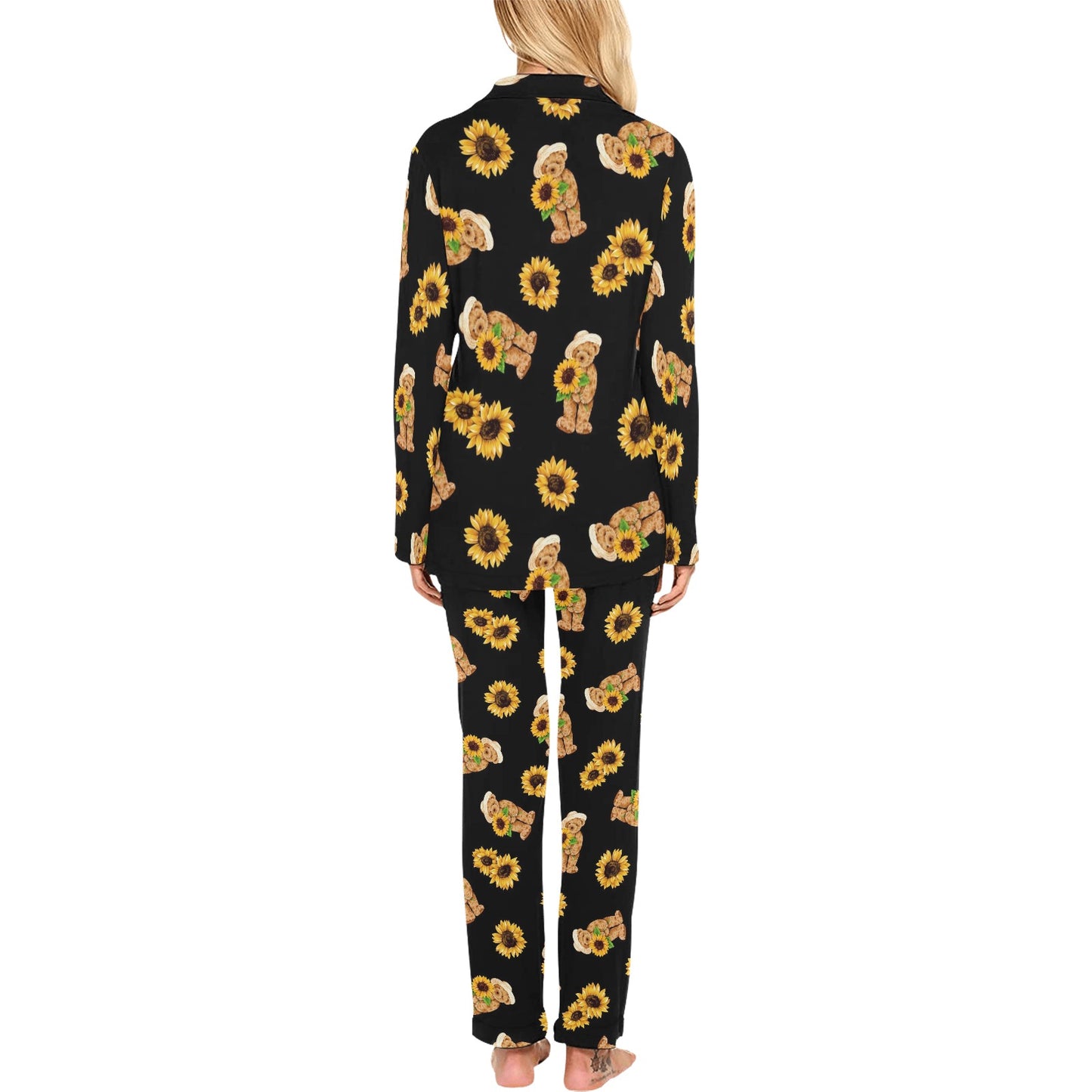 Sunflower Pattern Print Design SF016 Women's Long Pajama Set