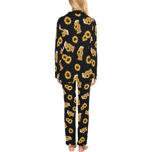 Sunflower Pattern Print Design SF016 Women's Long Pajama Set