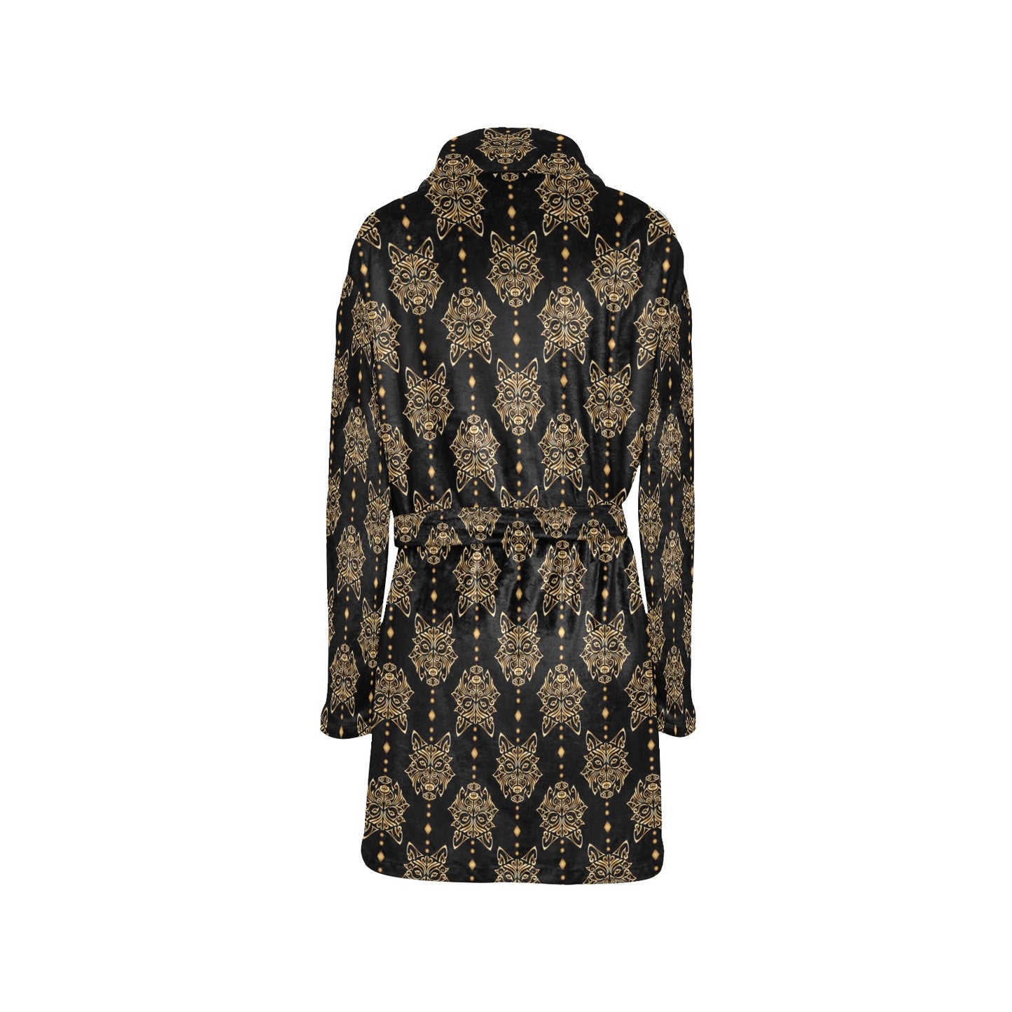 Aztec Wolf Pattern Print Design 04 Women's Fleece Robe