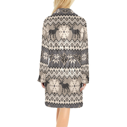 Nordic Pattern Print Design A01 Women's Fleece Robe