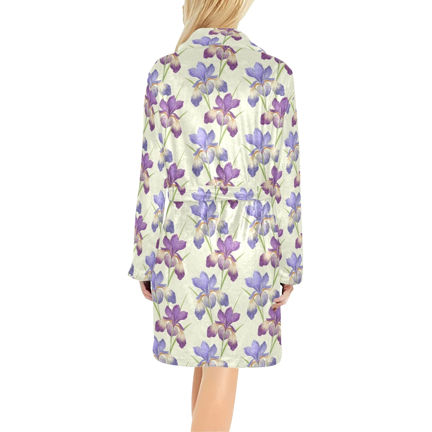 Iris Pattern Print Design IR08 Women's Fleece Robe