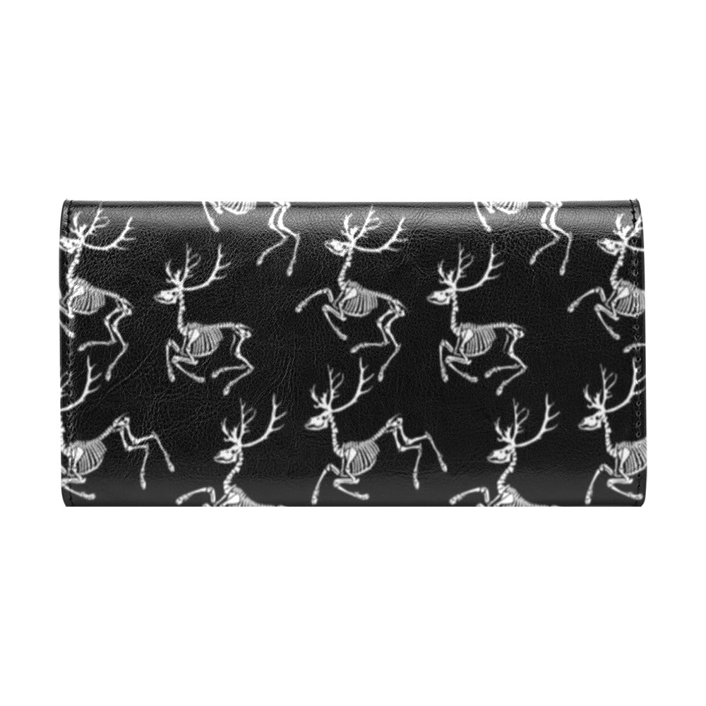 Deer Skeleton Print Pattern Women's Trifold Wallet