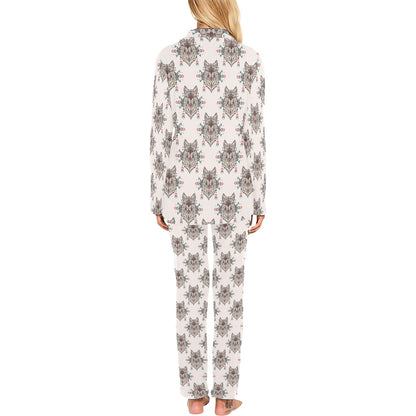 Aztec Wolf Pattern Print Design 01 Women's Long Pajama Set