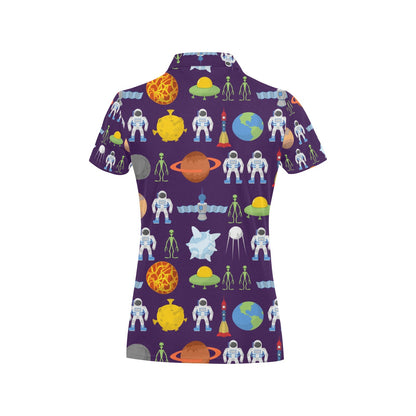 Alien Astronaut Planet Women's Polo Shirt