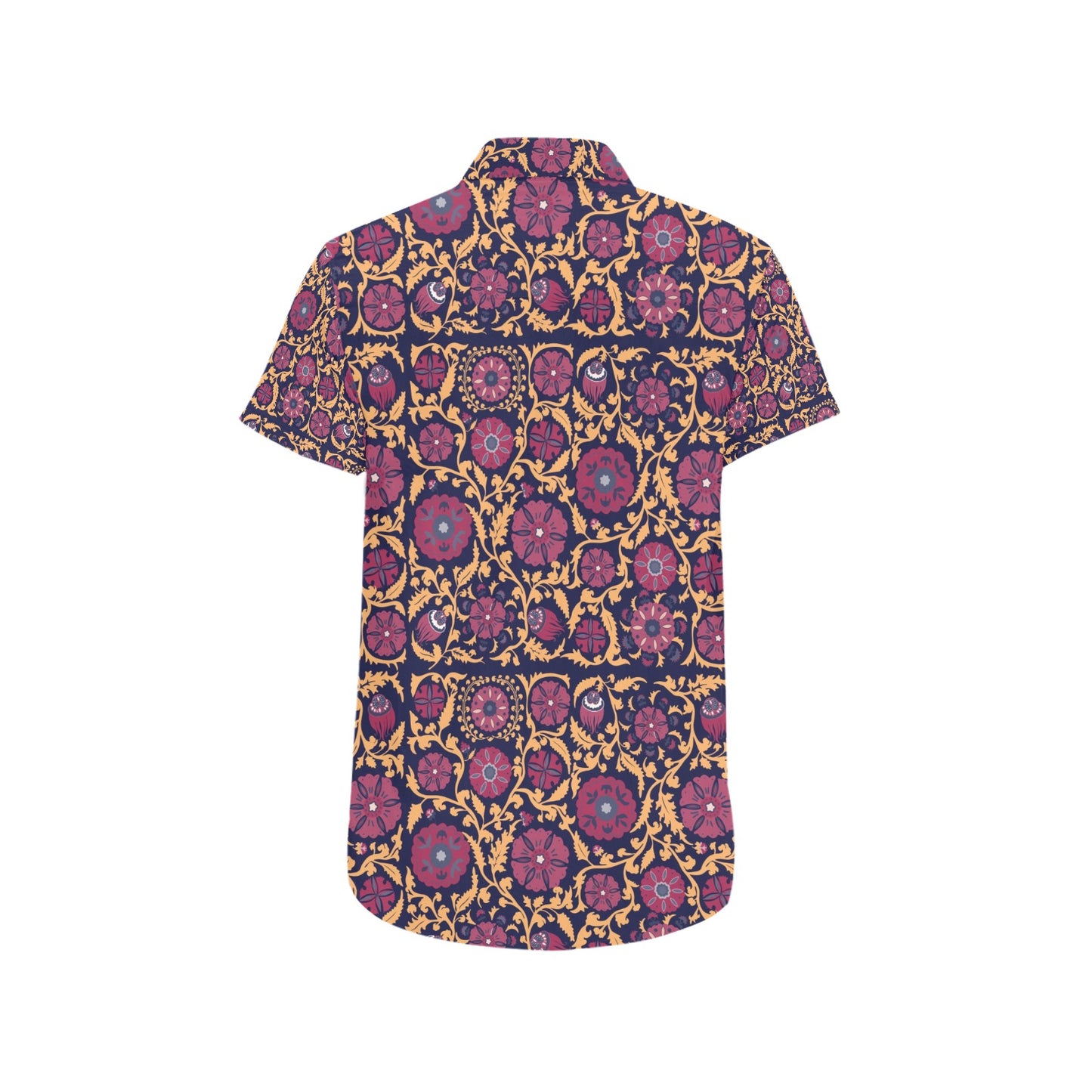 Suzani Print Design LKS303 Men Short Sleeve Button Up Shirt