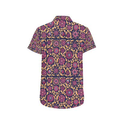 Suzani Print Design LKS303 Men Short Sleeve Button Up Shirt