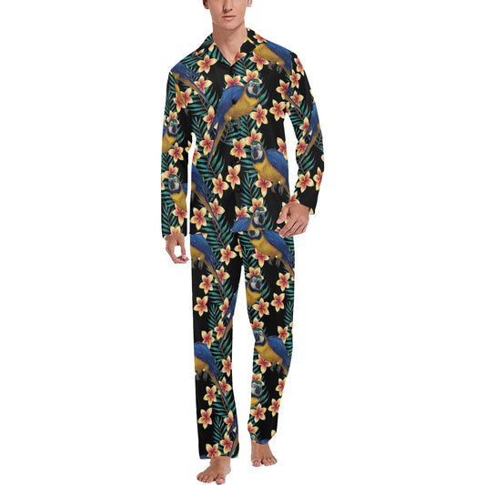 Macaw Pattern Print Design 01 Men's Long Pajama Set