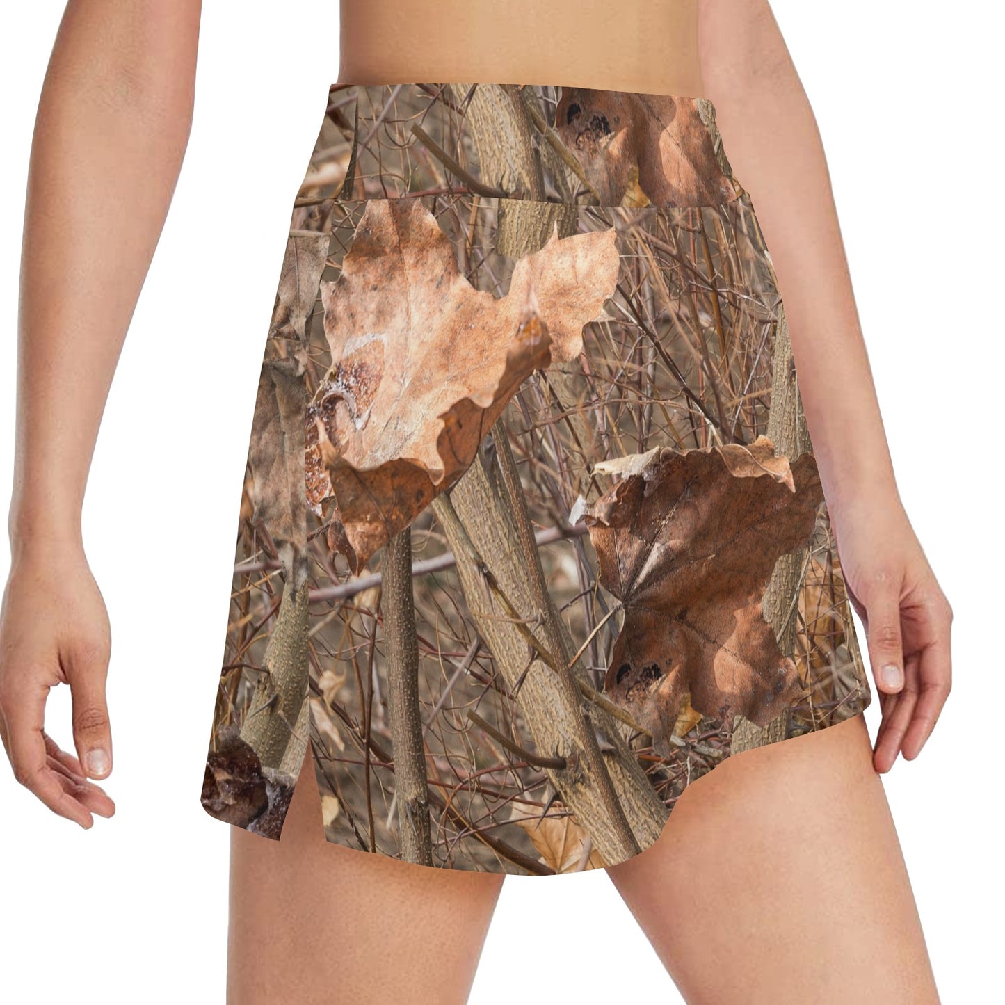 Camo Realistic Tree Forest Autumn Print 17" Golf & Pickleball Skort with Pockets