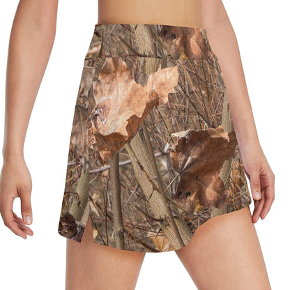 Camo Realistic Tree Forest Autumn Print 17" Golf & Pickleball Skort with Pockets
