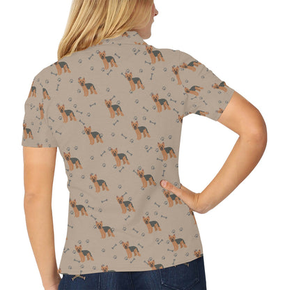 Yorkshire Terriers Print Design LKS305 Women's Polo Shirt