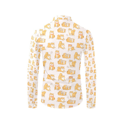 Shiba Inu Print Design LKS308 Men's Long Sleeve Dress Shirt