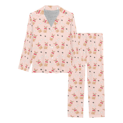 Chihuahua Pattern Print Design 04 Women's Long Pajama Set
