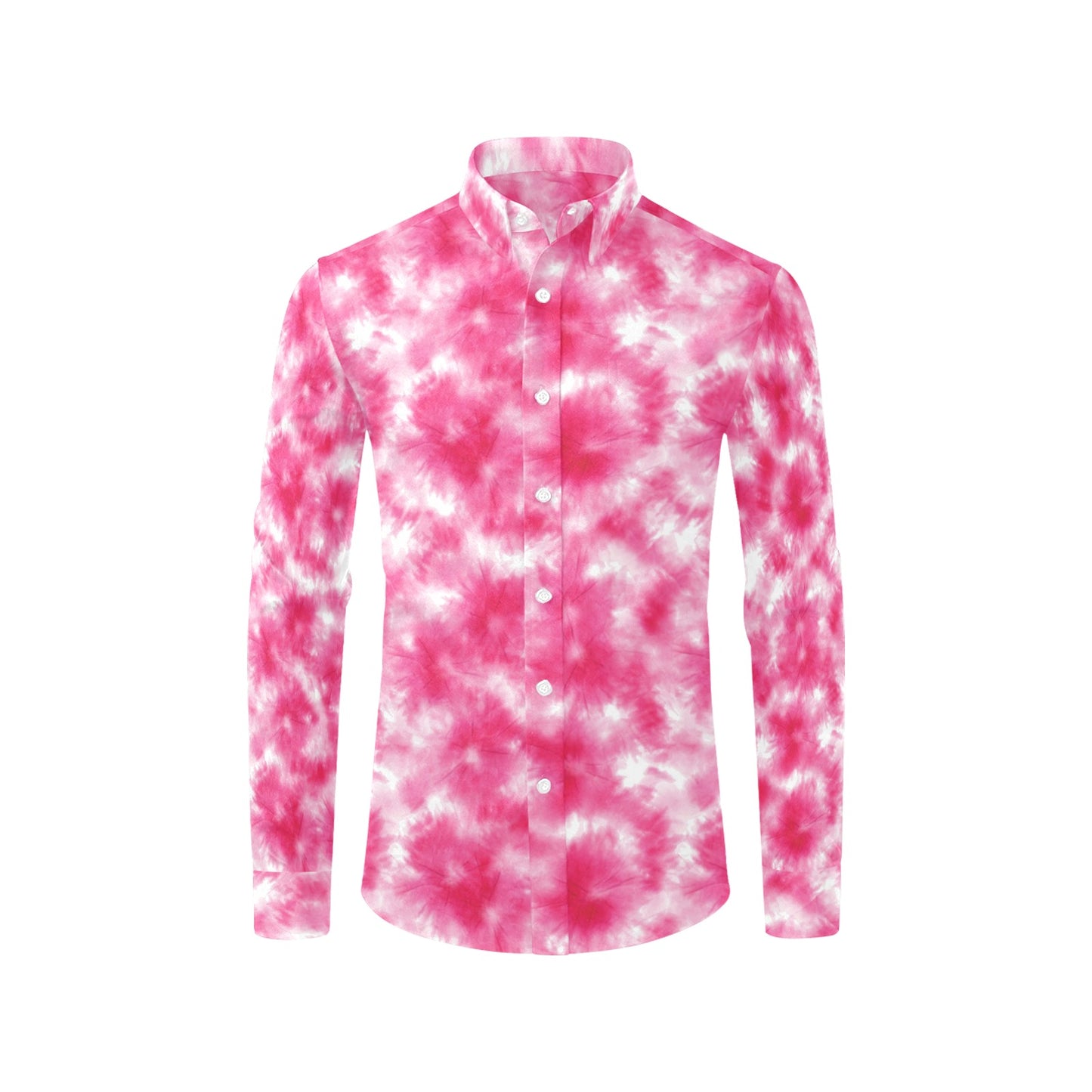 Tie Dye Pink Print Design LKS304 Men's Long Sleeve Dress Shirt