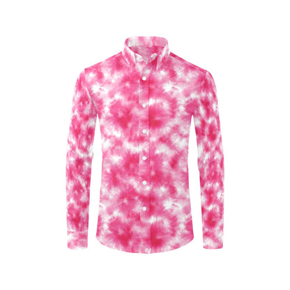 Tie Dye Pink Print Design LKS304 Men's Long Sleeve Dress Shirt