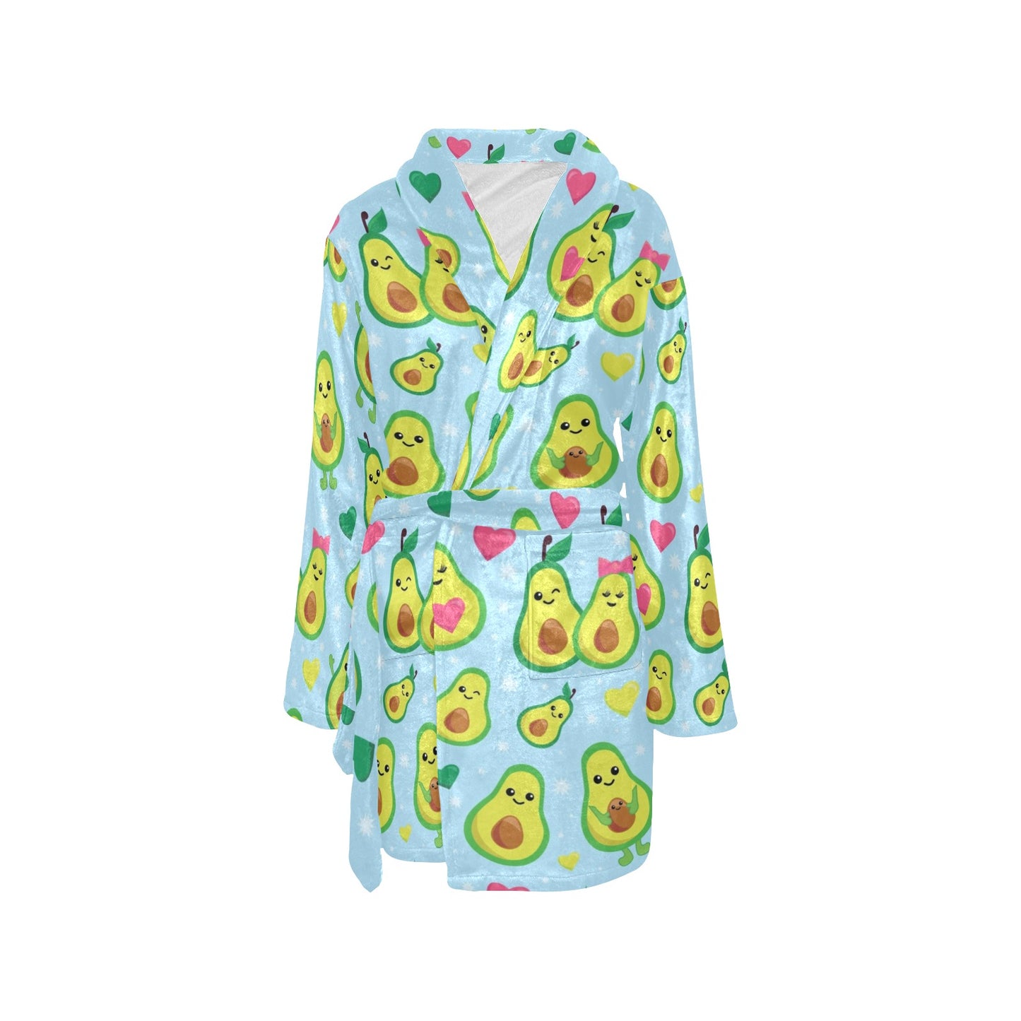 Avocado Pattern Print Design AC09 Women's Fleece Robe