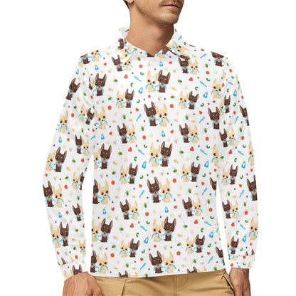 Chihuahua Pattern Print Design 06 Long Sleeve Polo Shirt For Men's