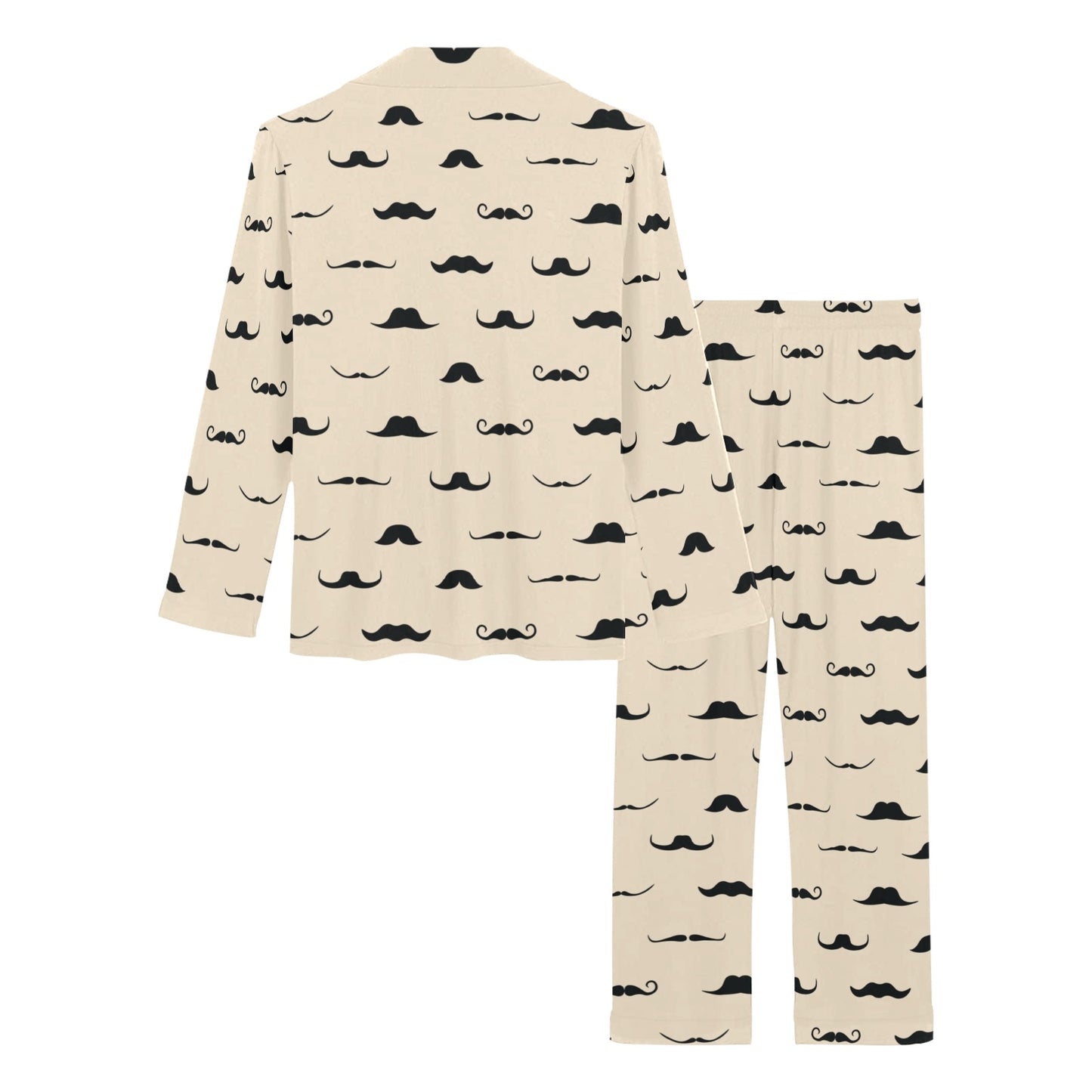 Mustache Pattern Print Design A03 Women's Long Pajama Set