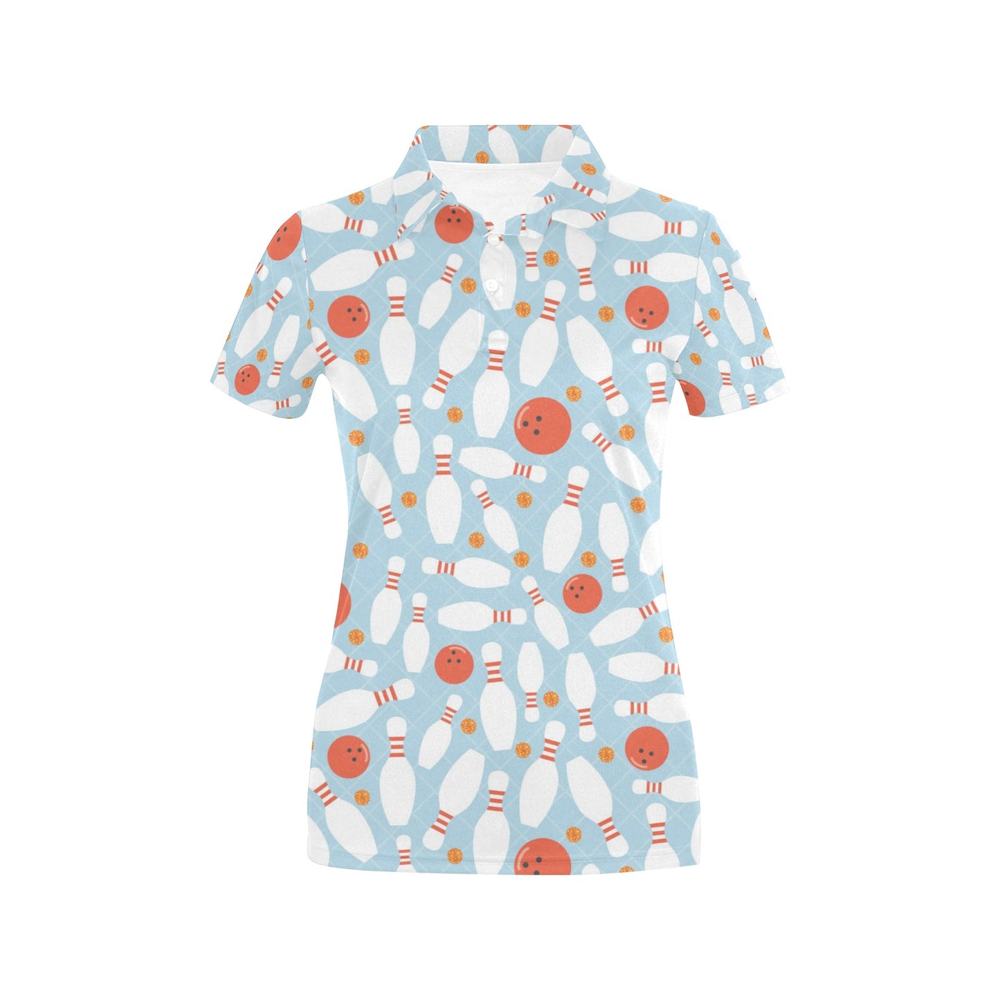 Bowling Pattern Print Design 09 Women's Polo Shirt